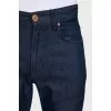 Men's dark blue jeans with embroidery on the pockets
