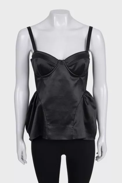 Black sleeveless top with zipper