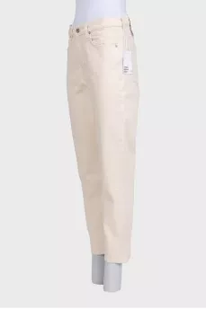 Beige straight jeans with tag