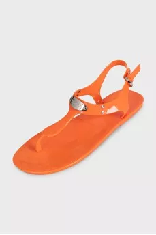 Orange rubber flip flops