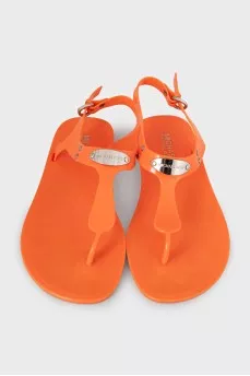Orange rubber flip flops