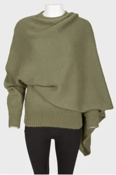 Mohair sweater with sewn-on scarf