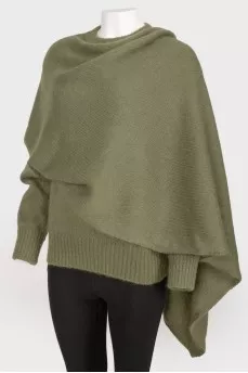 Mohair sweater with sewn-on scarf