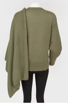 Mohair sweater with sewn-on scarf