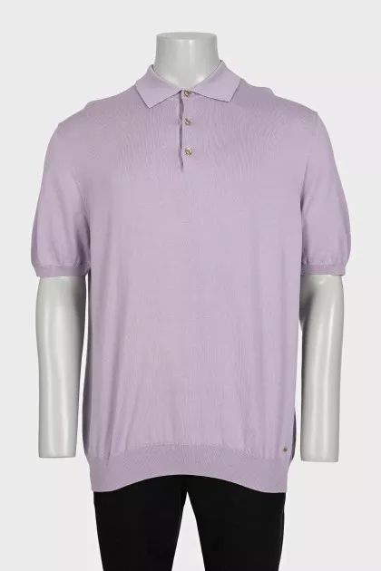 Men's purple button-down polo shirt