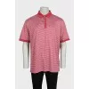 Men's red striped polo shirt with tag