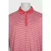 Men's red striped polo shirt with tag