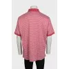 Men's red striped polo shirt with tag