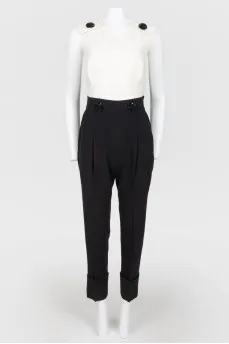 Black and white open back jumpsuit