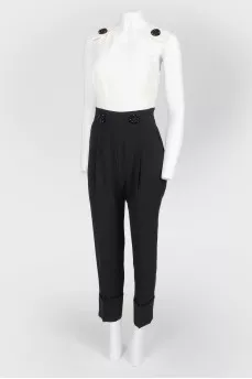 Black and white open back jumpsuit