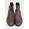 Men's brown leather boots with a zipper