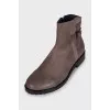 Men's brown leather boots with a zipper