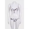Beige two-piece swimsuit with tag