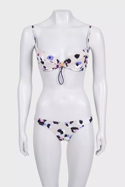 Beige two-piece swimsuit with tag