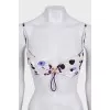 Beige two-piece swimsuit with tag