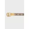 Reversible canvas and leather belt with gold logo