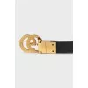 Reversible canvas and leather belt with gold logo