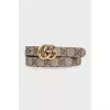 Reversible canvas and leather belt with gold logo