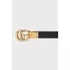 Reversible canvas and leather belt with gold logo