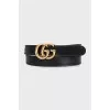 Reversible canvas and leather belt with gold logo