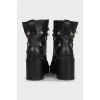 Leather ankle boots with gold embroidery