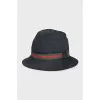 Blue Panama hat with signature print
