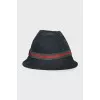 Blue Panama hat with signature print