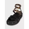 Strappy sandals with signature print