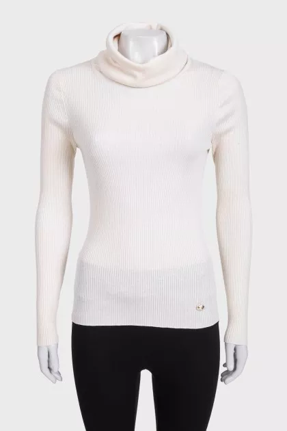 Beige wool and cashmere turtleneck
