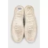 Men's white high-top sneakers with a print