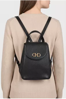 Black leather backpack by Gancini