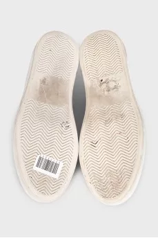 Velour slip-ons with crystals