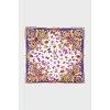 Beige scarf with a colorful print