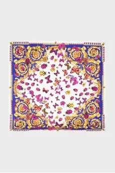 Twill silk scarf with a roll seam