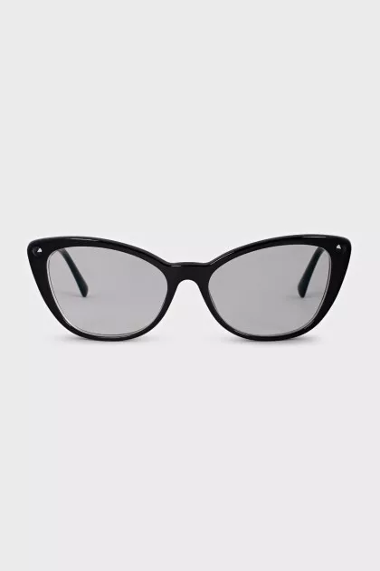 Cat eye glasses with black plastic frame
