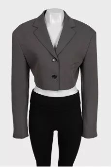Gray cropped button-down jacket