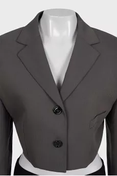 Gray cropped button-down jacket