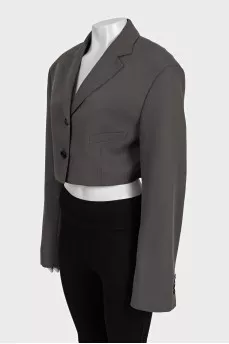 Gray cropped button-down jacket