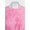Pink textured dress with belt