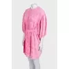 Pink textured dress with belt