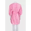 Pink textured dress with belt