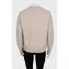 Beige wool cardigan with logo