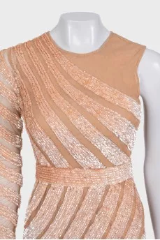 One-shoulder sequin embellished dress