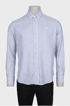 Men's striped print button-down shirt