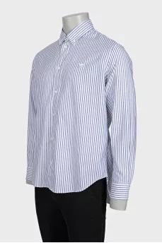 Men's striped print button-down shirt