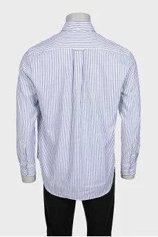 Men's striped print button-down shirt