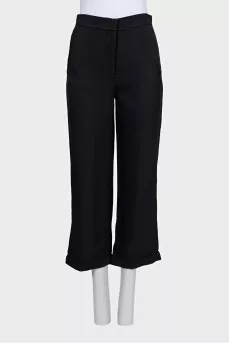 Black cropped high-waist trousers