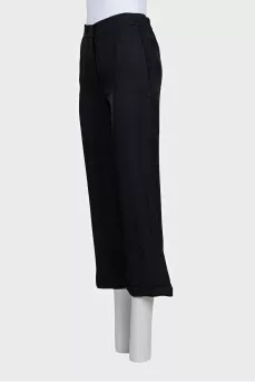 Black cropped high-waist trousers