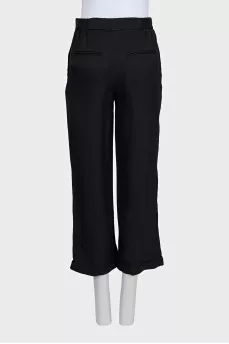 Black cropped high-waist trousers