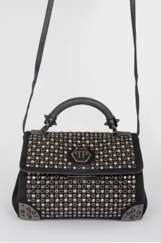 Black bag with spikes and rhinestones